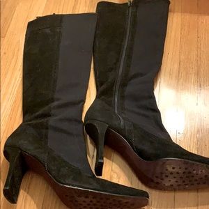 Donald J Pliner Black Suede with Silk Elastic Boot